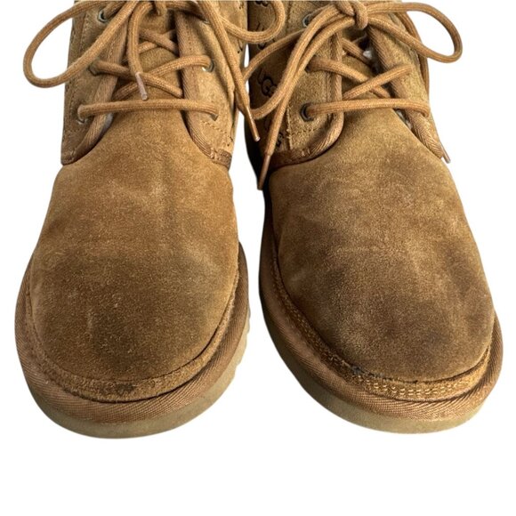UGG Neumel Embossed All Over Logo Chukka Boots Chestnut Brown Suede MENS Size 10 - Picture 6 of 12